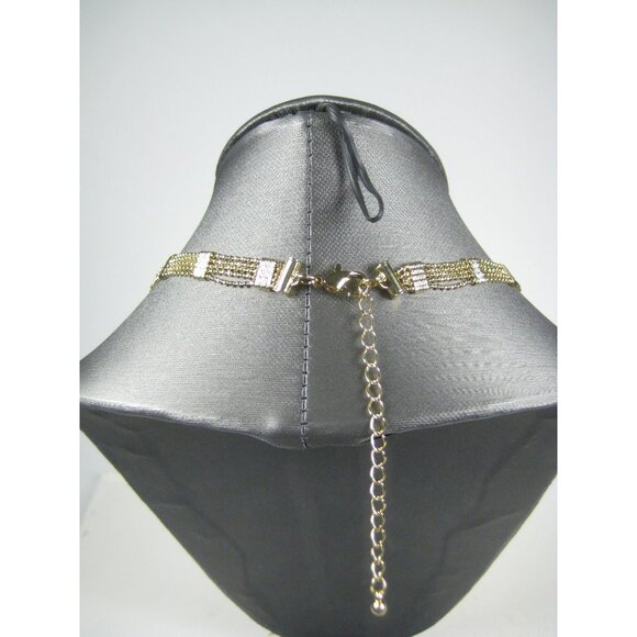 Y Shaped Necklace Goldtone Chain 28 inch Vintage Tassel Modern Sleek Segmented - Picture 11 of 12